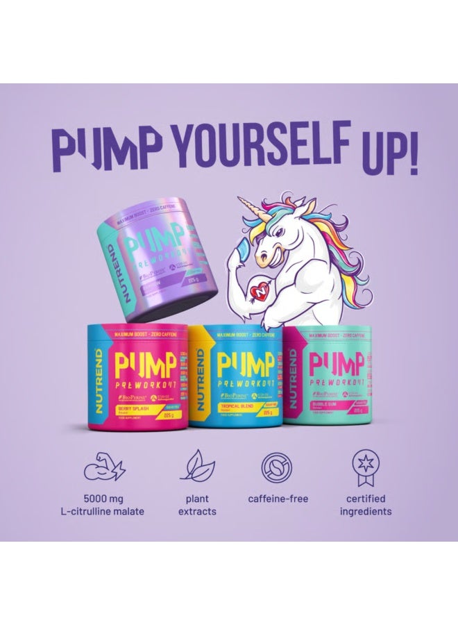 NUTREND PUMP Pre Workout Bubble Gum 225g – Zero Caffeine, Sugar Free, Citrulline & Beta Alanine Formula - Image 3